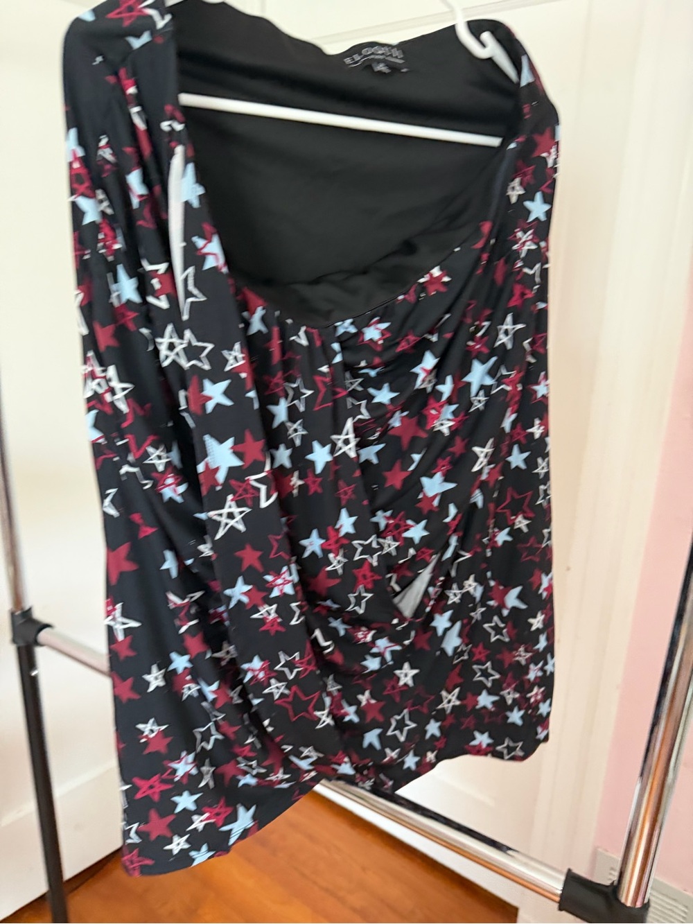 Eloquii Black Lounge Skirt with Red and Light Blue Stars